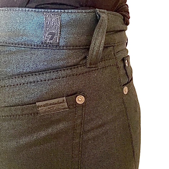 7 FOR ALL MANKIND Women Ankle Skinny Emerald Metallic Jeans Size 27 - Picture 4 of 11